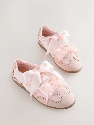 Baker by Ted Baker Pink Satin Gum Sole Ballet Trainers