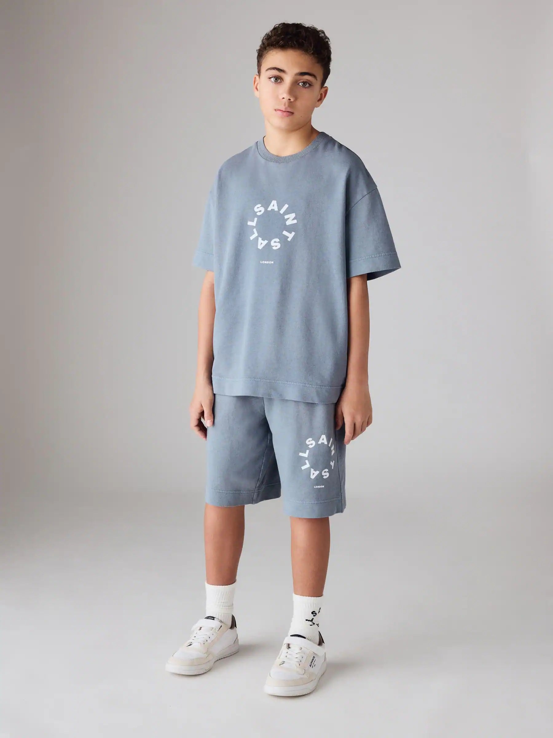 smALLSAINTS Blue Tierra T-Shirt and Sweat Shorts Set