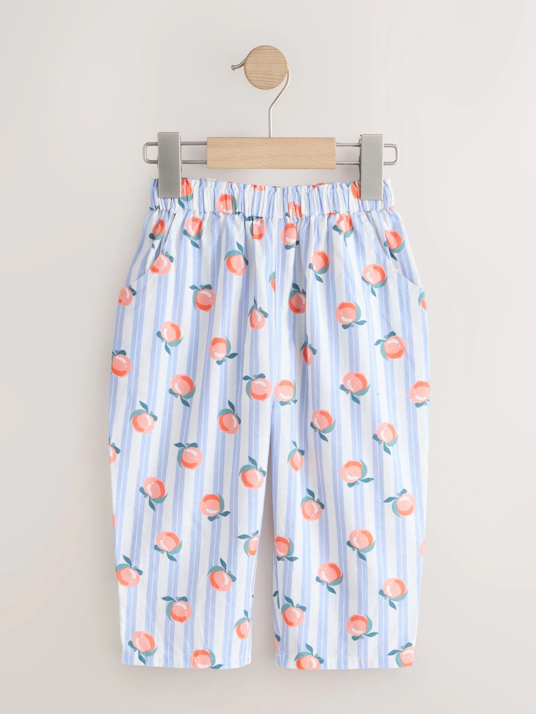 Blue Stripe Peach Print Pullon Trousers (3mths-7yrs)