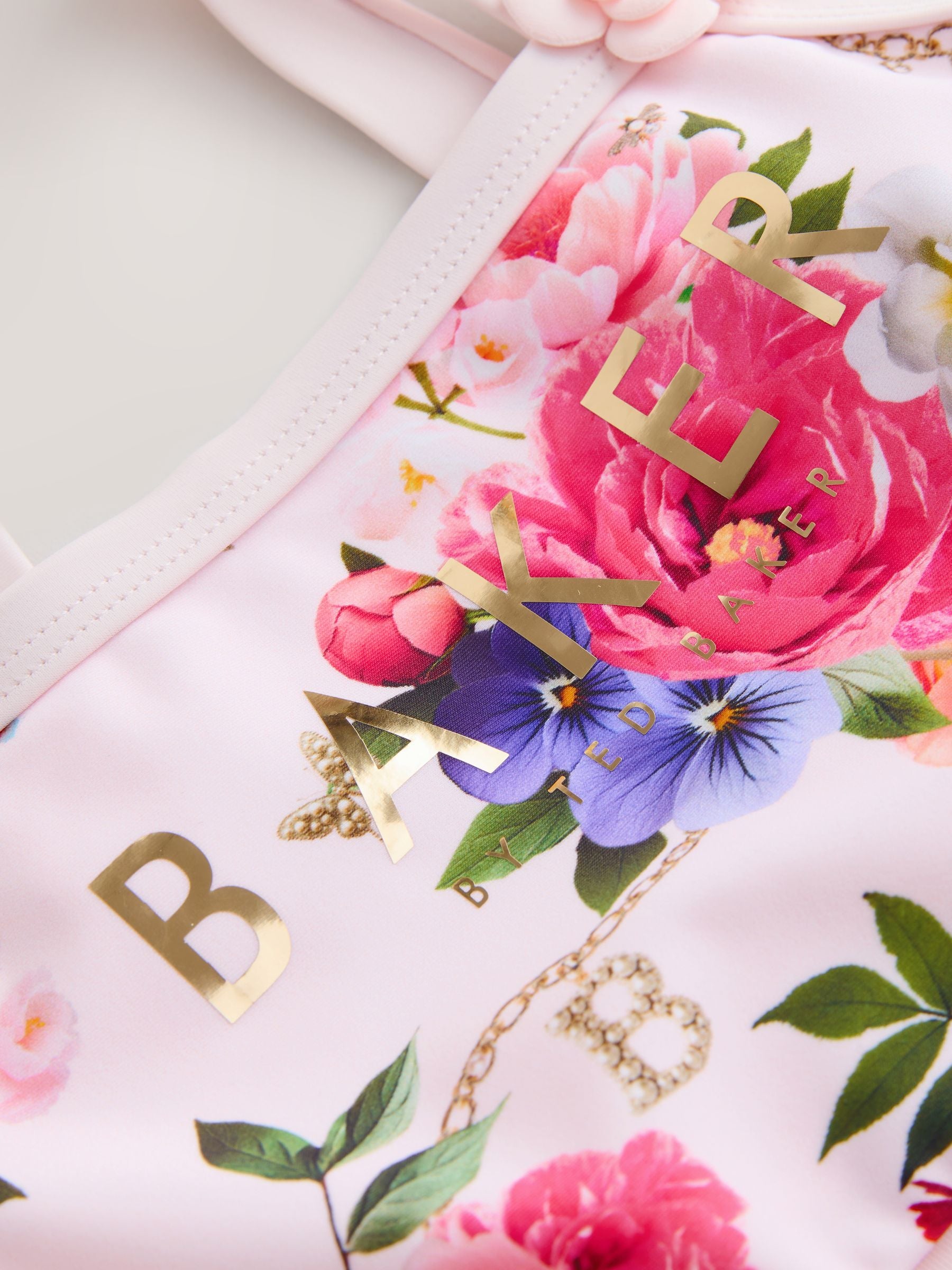 Baker by Ted Baker Pink Cut-Out Floral Printed Swimsuit