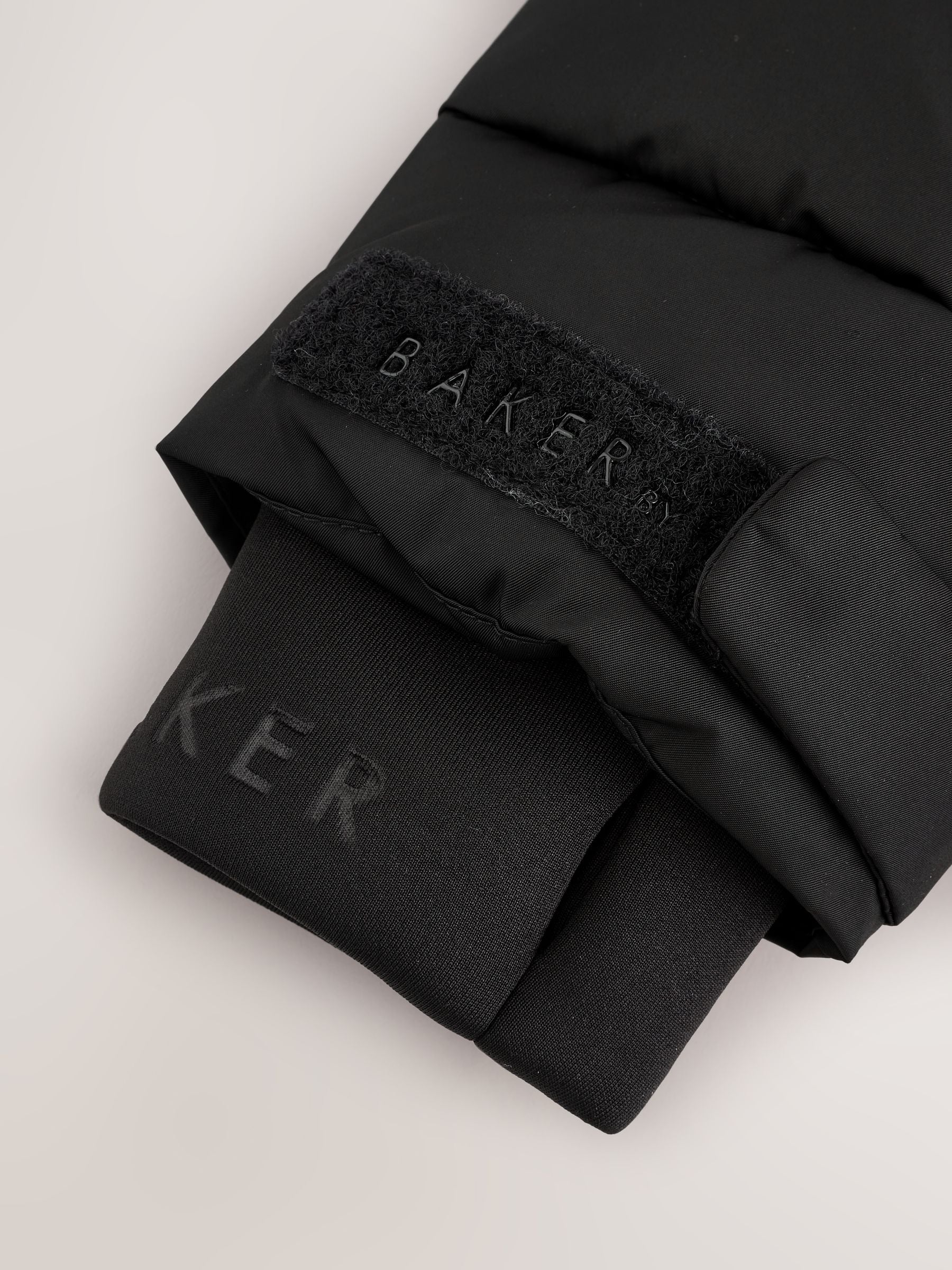 Baker by Ted Baker Shower Resistant Panel Belted Black Padded Coat