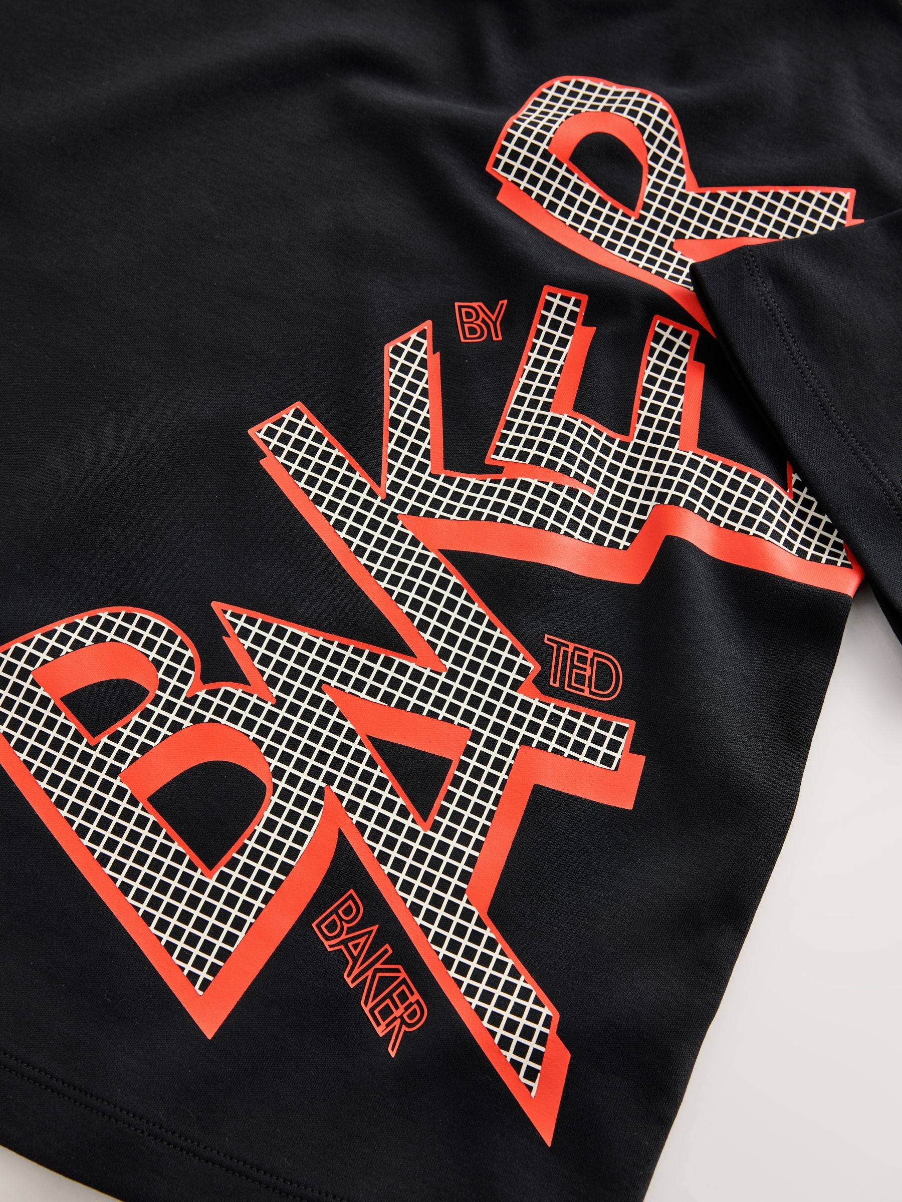 Baker by Ted Baker Oversized Graphic Black T-Shirt and Shorts Set