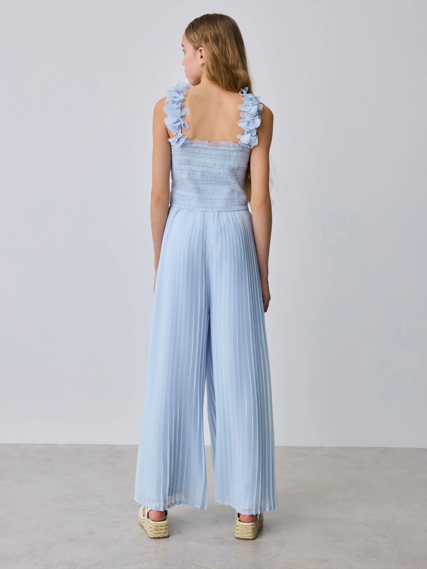 Baker by Ted Baker 3D Floral Strappy Pleated Wide Leg Jumpsuit