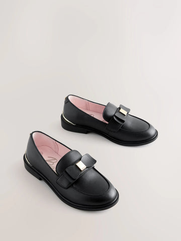 Baker by Ted Baker Back to School Slim Bow Black Loafers
