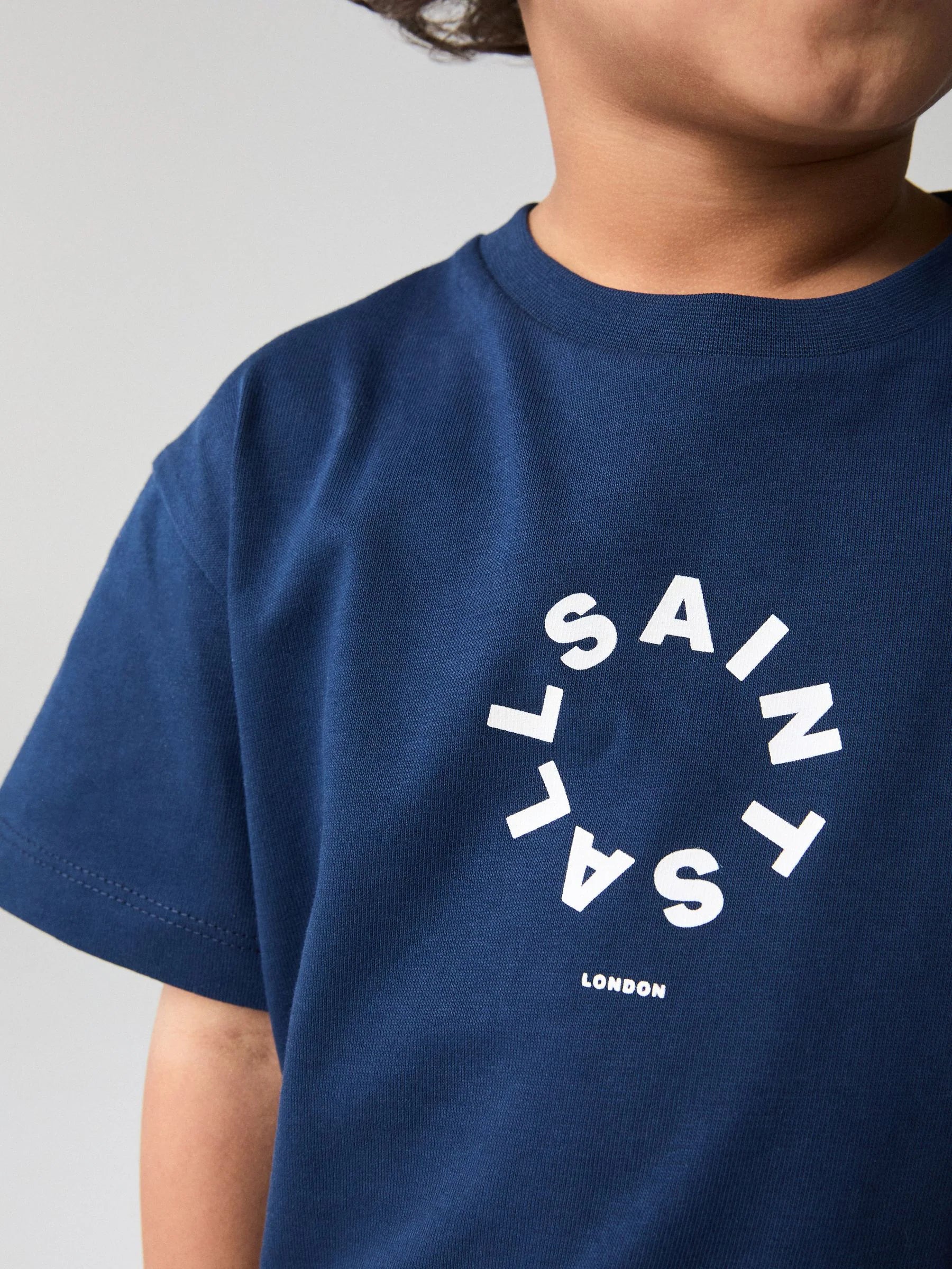 smALLSAINTS Navy Younger Boys Tierra 100% Cotton T-Shirt and Sweat Shorts Set