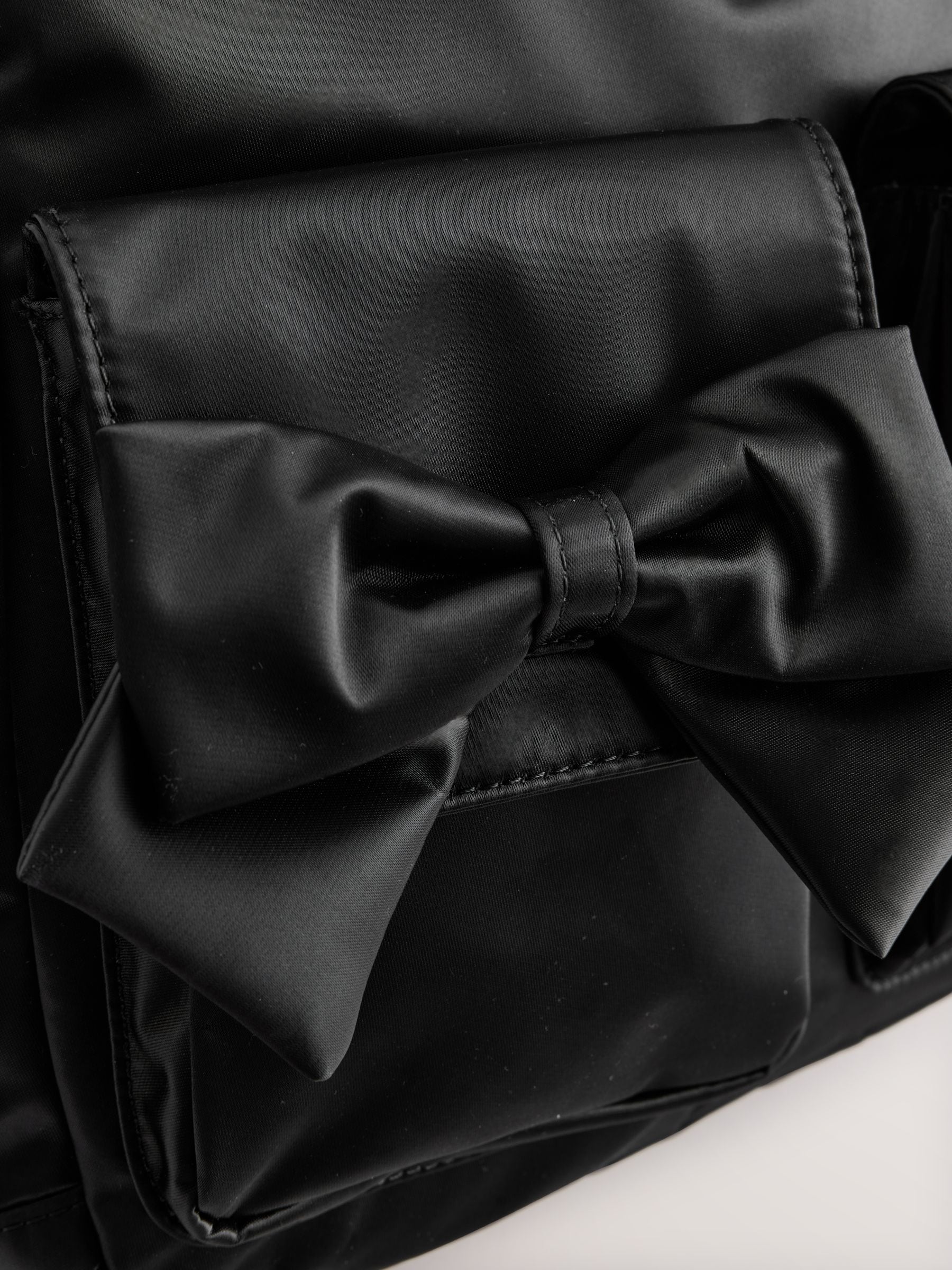 Baker by Ted Baker Black Back to School Childrens Satin Bow Backpack
