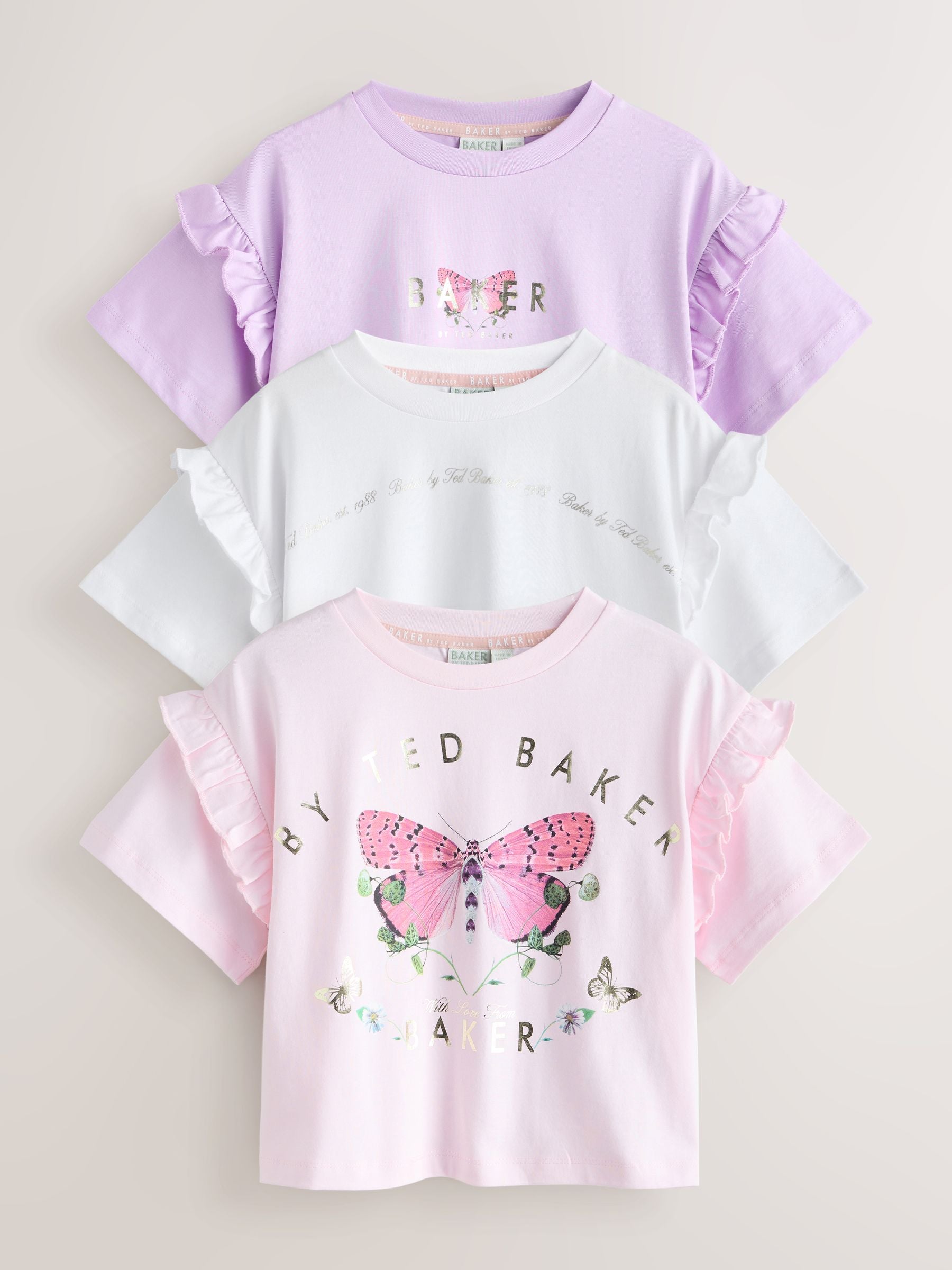 Baker by Ted Baker 3 Pack Boxy Fit Frill Graphic Printed T-Shirts