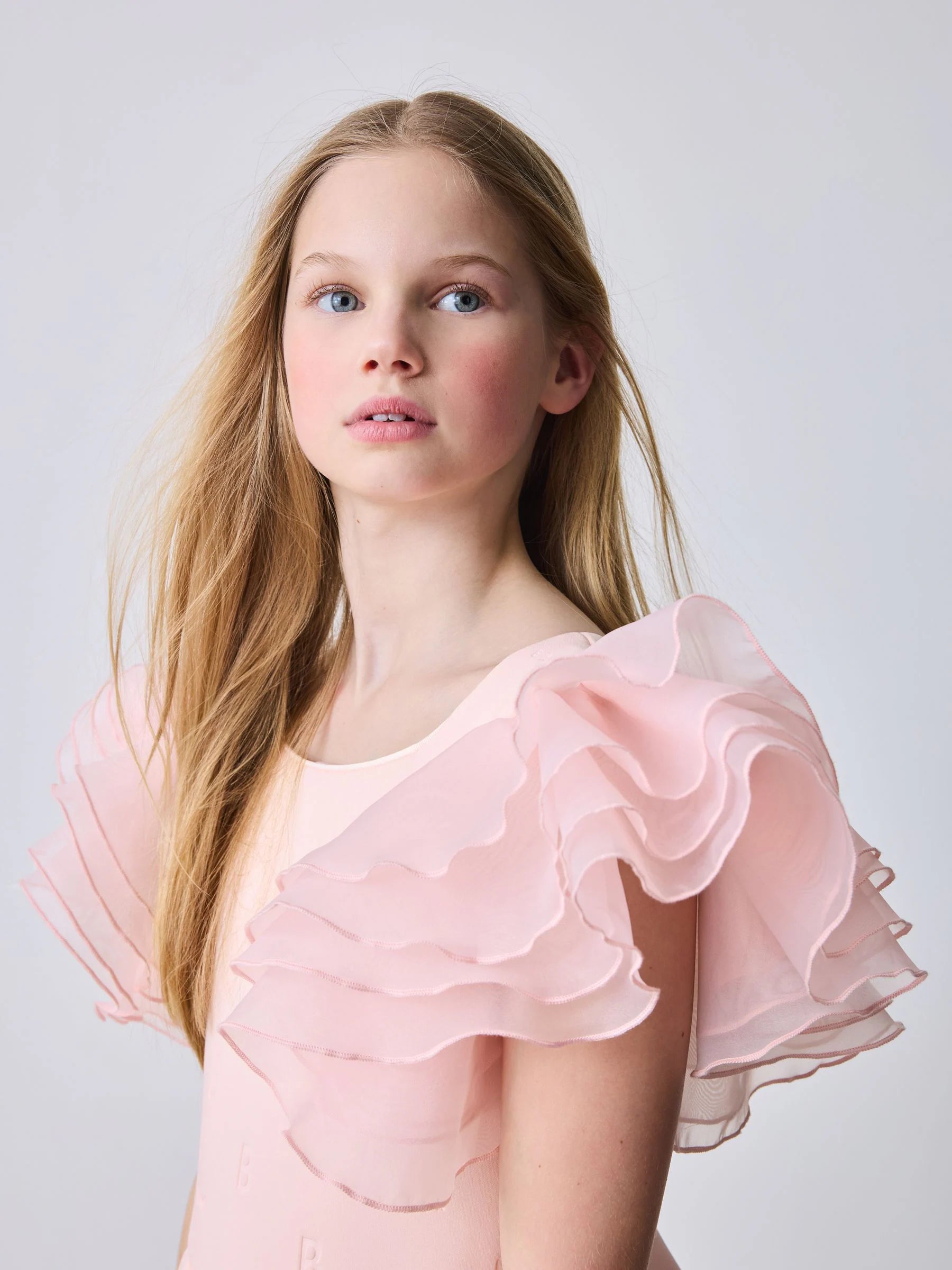 Baker by Ted Baker Pink Organza Frill Sleeve Embossed Scuba Dress