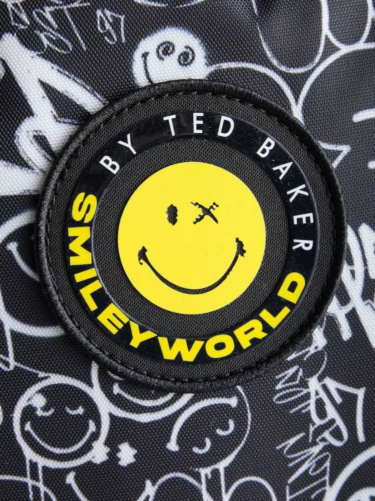 Baker by Ted Baker Black Back to School Childrens X Smiley World Graffiti Backpack