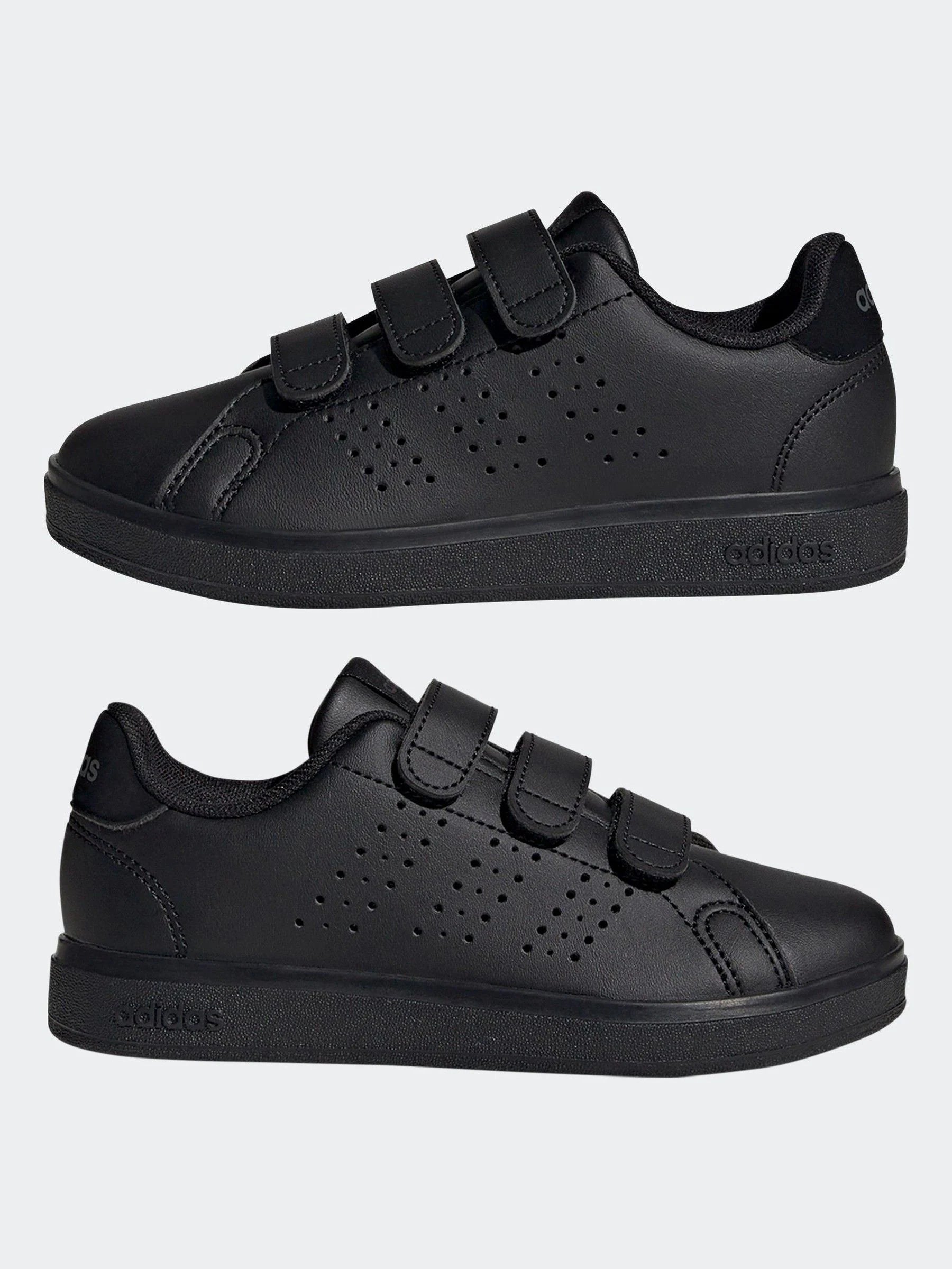 adidas Black Advantage Base 2.0 Hook and Loop Kids Trainers