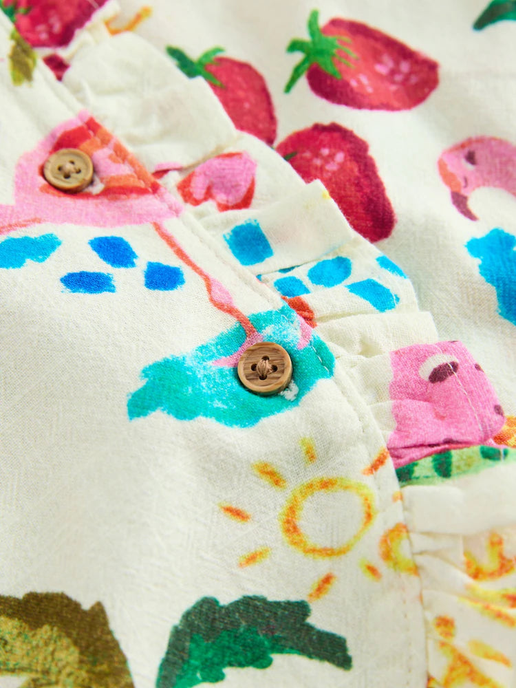Bright Summer Tropical Print Top & Cuffed Trousers Set (3mths-7yrs)