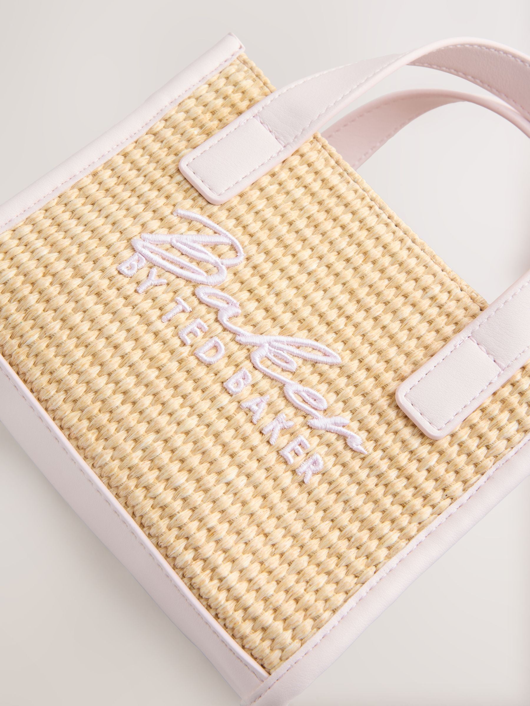 Baker by Ted Baker Natural/ Pink Straw Effect Cross-Body Bag
