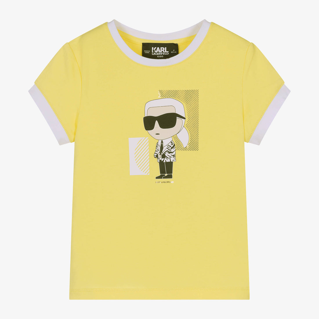 Girls Yellow Cotton Karl Ikonik T-Shirt
