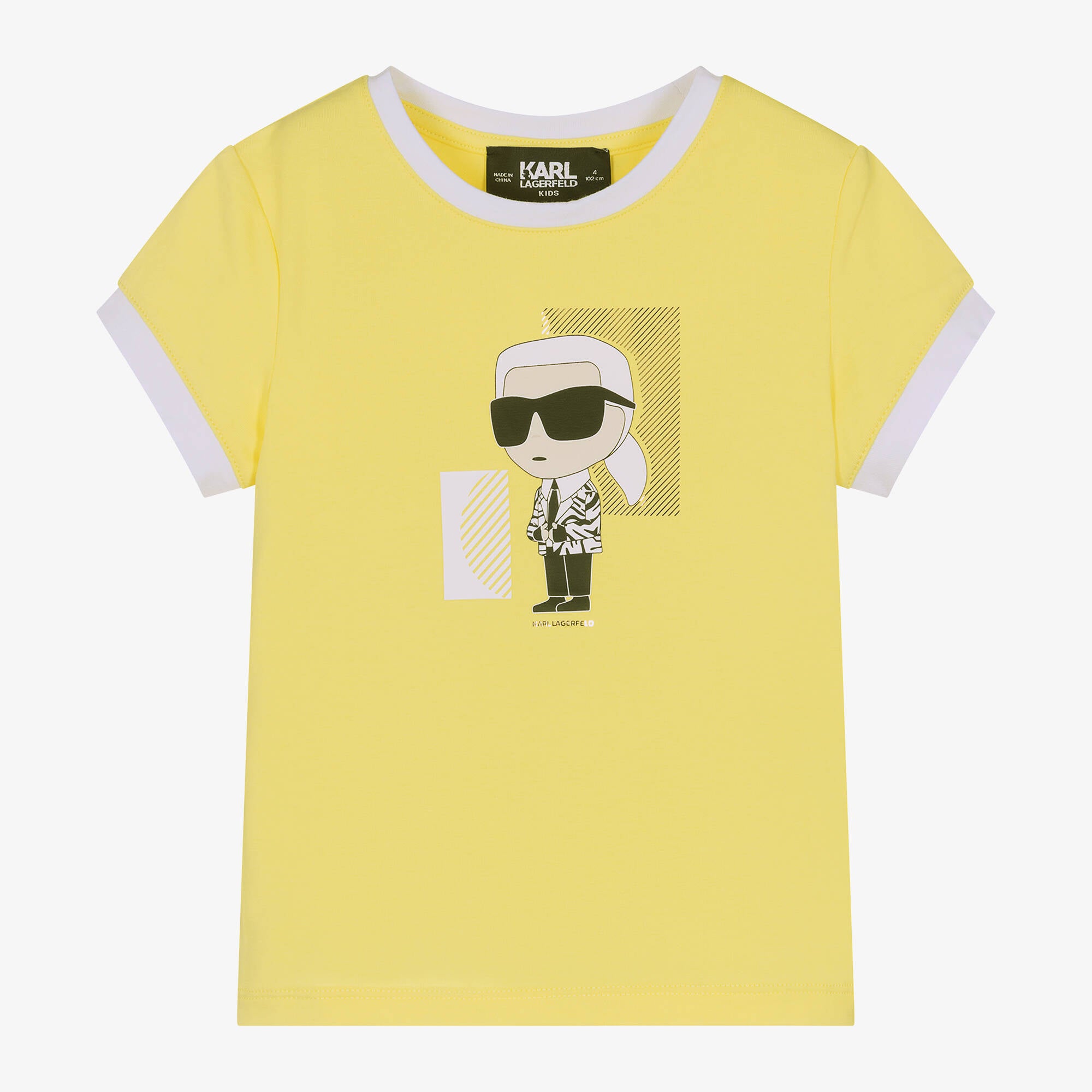 Girls Yellow Cotton Karl Ikonik T-Shirt