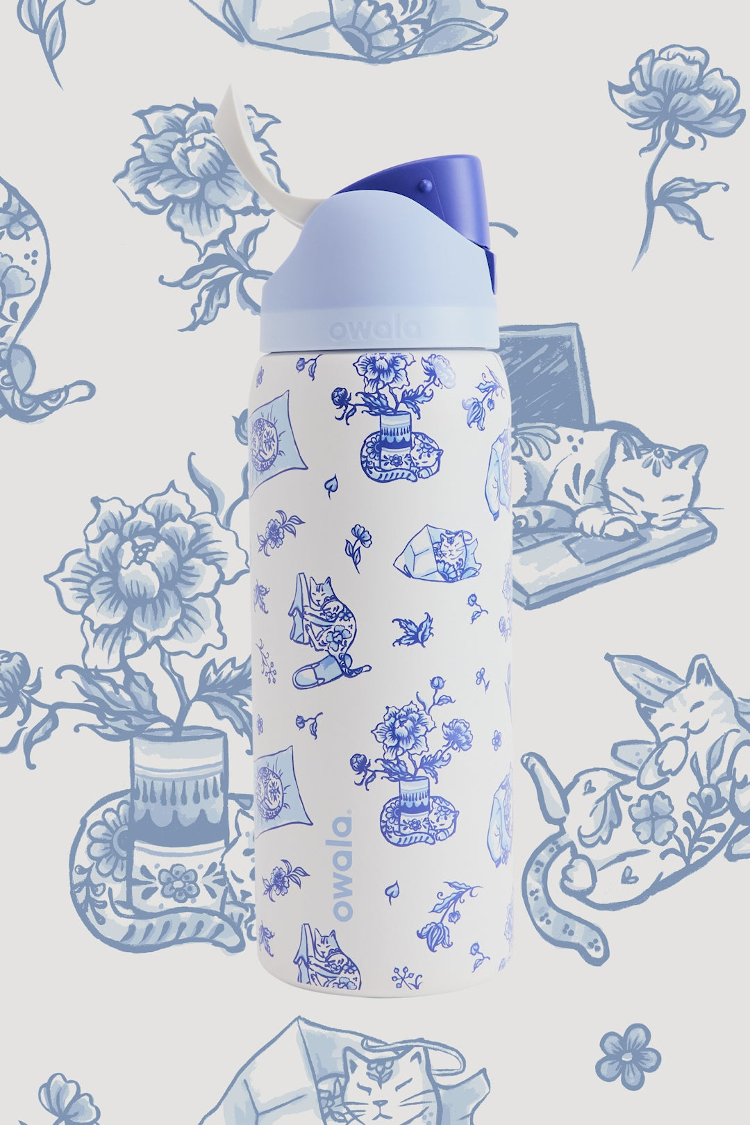 Owala UO Exclusive Delft Cat FreeSip® 0.9L / 32oz Water Bottle