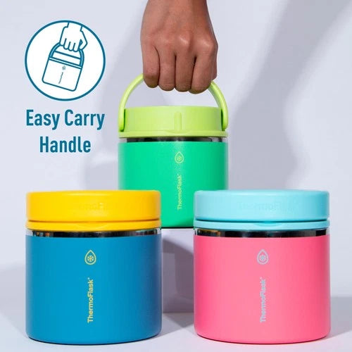 ThermoFlask 20oz Double Wall Insulated Food Jar 2-Pack Sugar Coral Maui Blue