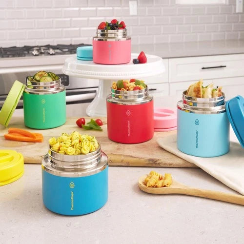 ThermoFlask 20oz Double Wall Insulated Food Jar 2-Pack Sugar Coral Maui Blue