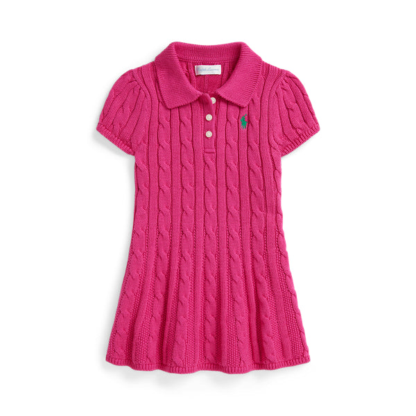 Cable-Knit Cotton Polo Sweater Dress