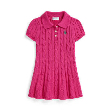 Cable-Knit Cotton Polo Sweater Dress