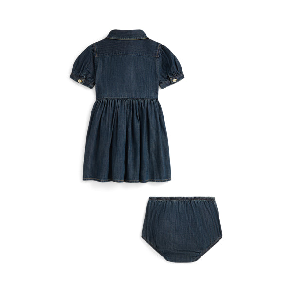 Cotton Denim Shirtdress & Bloomer