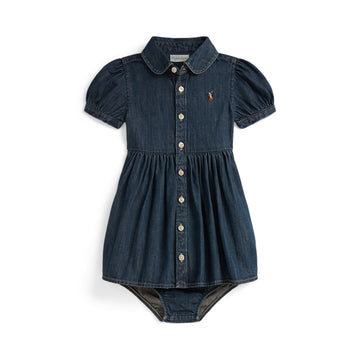 Cotton Denim Shirtdress & Bloomer