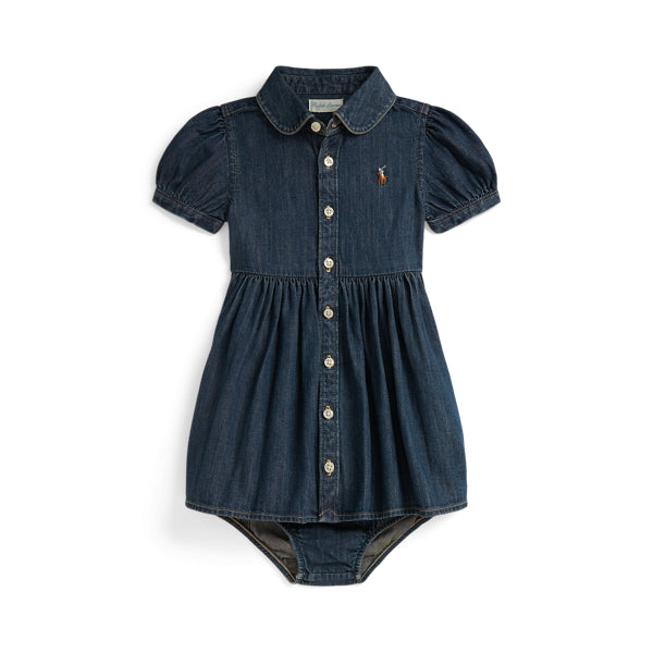 Cotton Denim Shirtdress & Bloomer