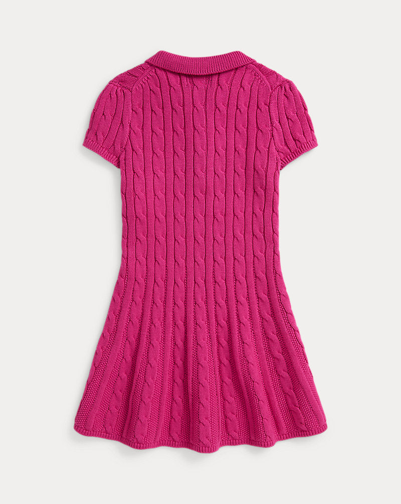 Cable-Knit Cotton Polo Sweater Dress
