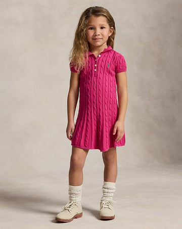 Cable-Knit Cotton Polo Sweater Dress