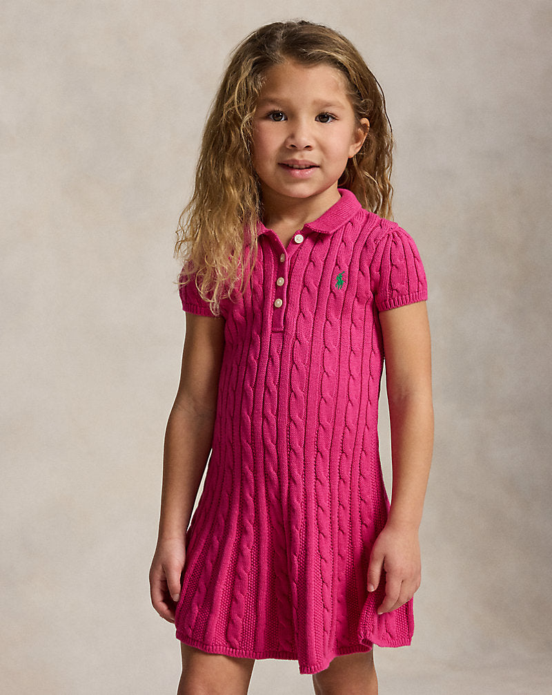 Cable-Knit Cotton Polo Sweater Dress