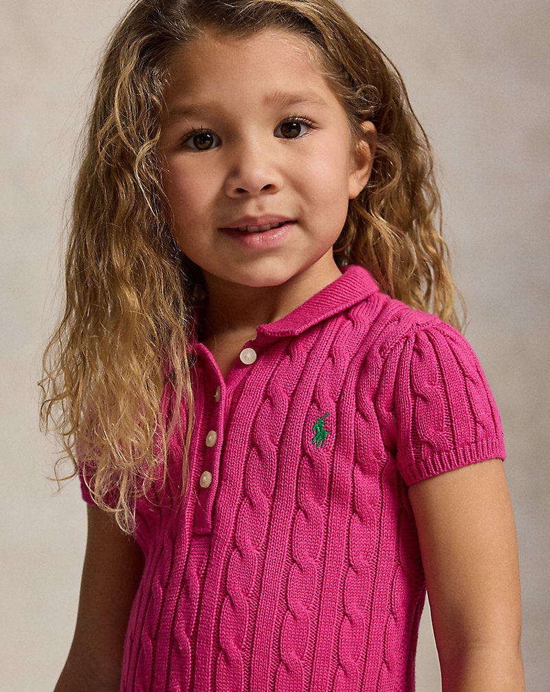 Cable-Knit Cotton Polo Sweater Dress