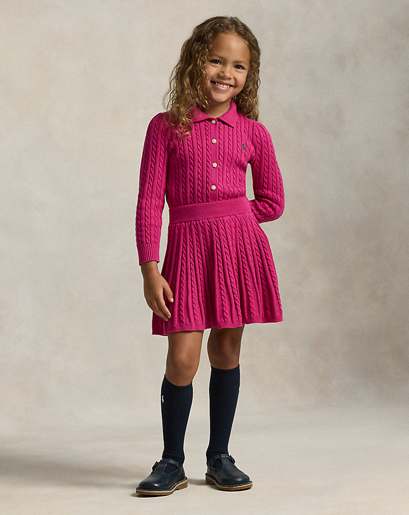 Cotton Polo Cardigan and Skirt Set