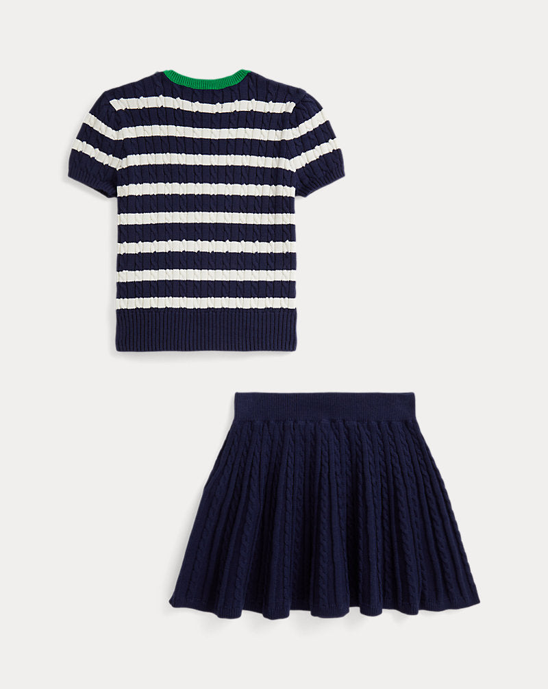 Striped Cotton Jumper and Skirt Set