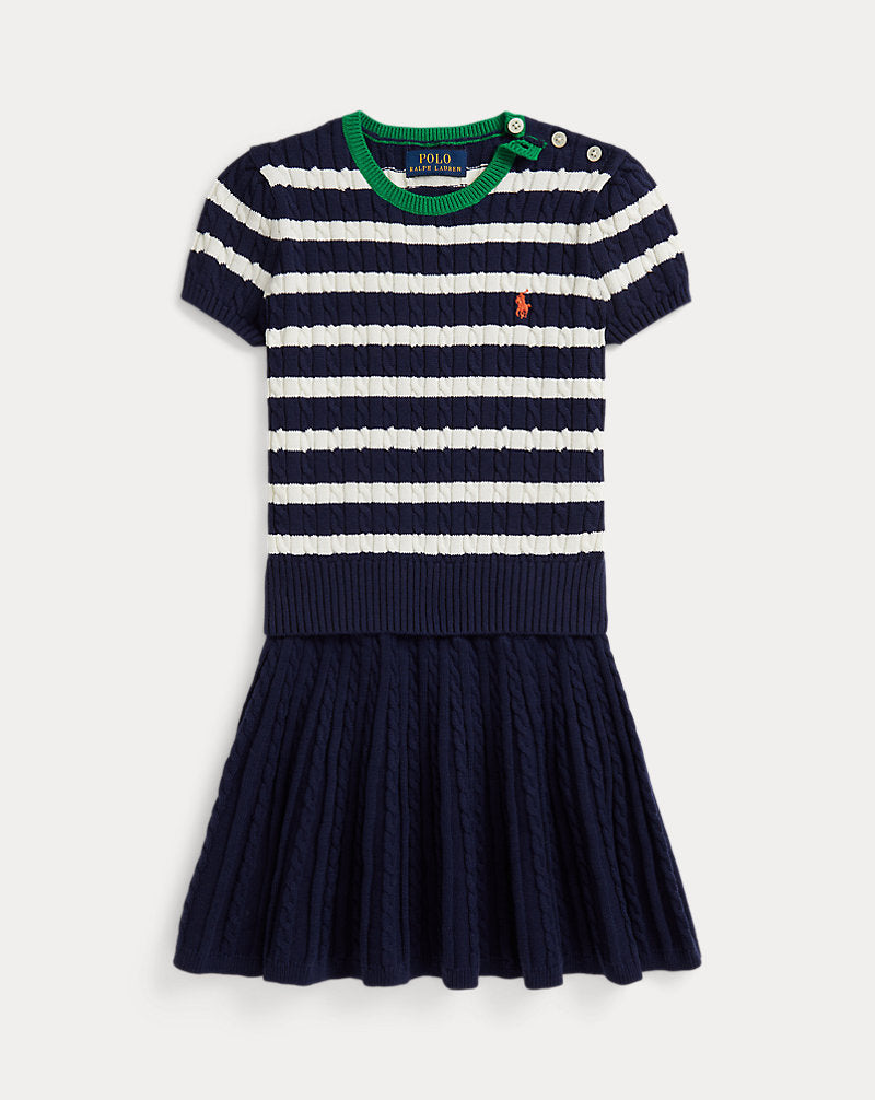 Striped Cotton Jumper and Skirt Set