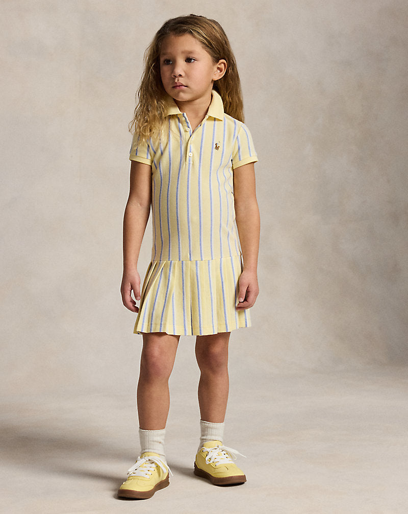 Striped Oxford Mesh Polo Dress