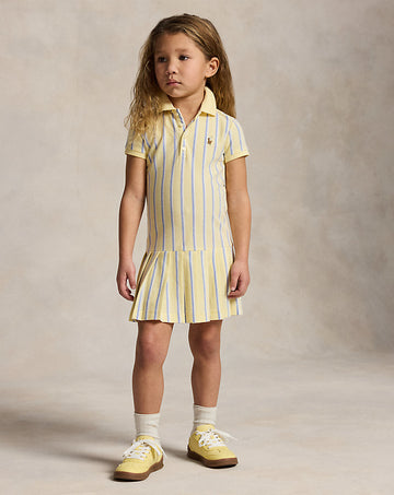 Striped Oxford Mesh Polo Dress