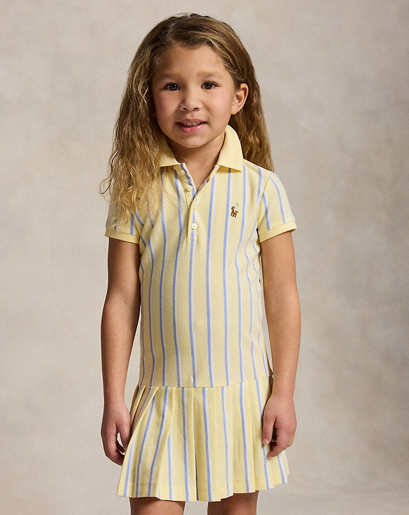Striped Oxford Mesh Polo Dress