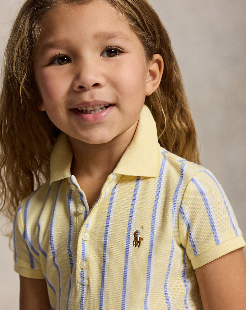 Striped Oxford Mesh Polo Dress
