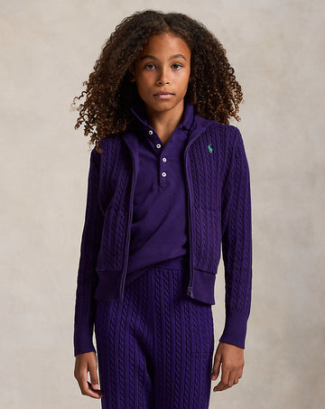 Mini-Cable Cotton Full-Zip Hoodie