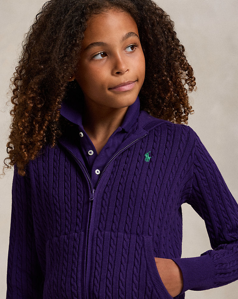 Mini-Cable Cotton Full-Zip Hoodie