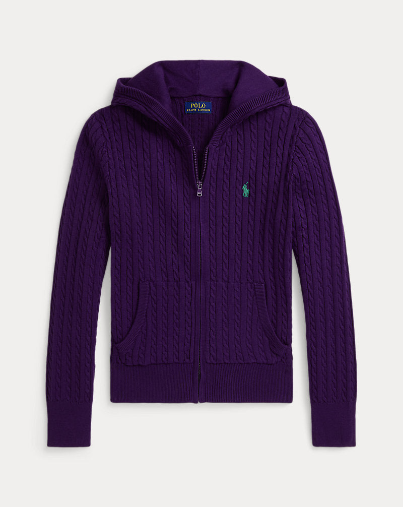 Mini-Cable Cotton Full-Zip Hoodie
