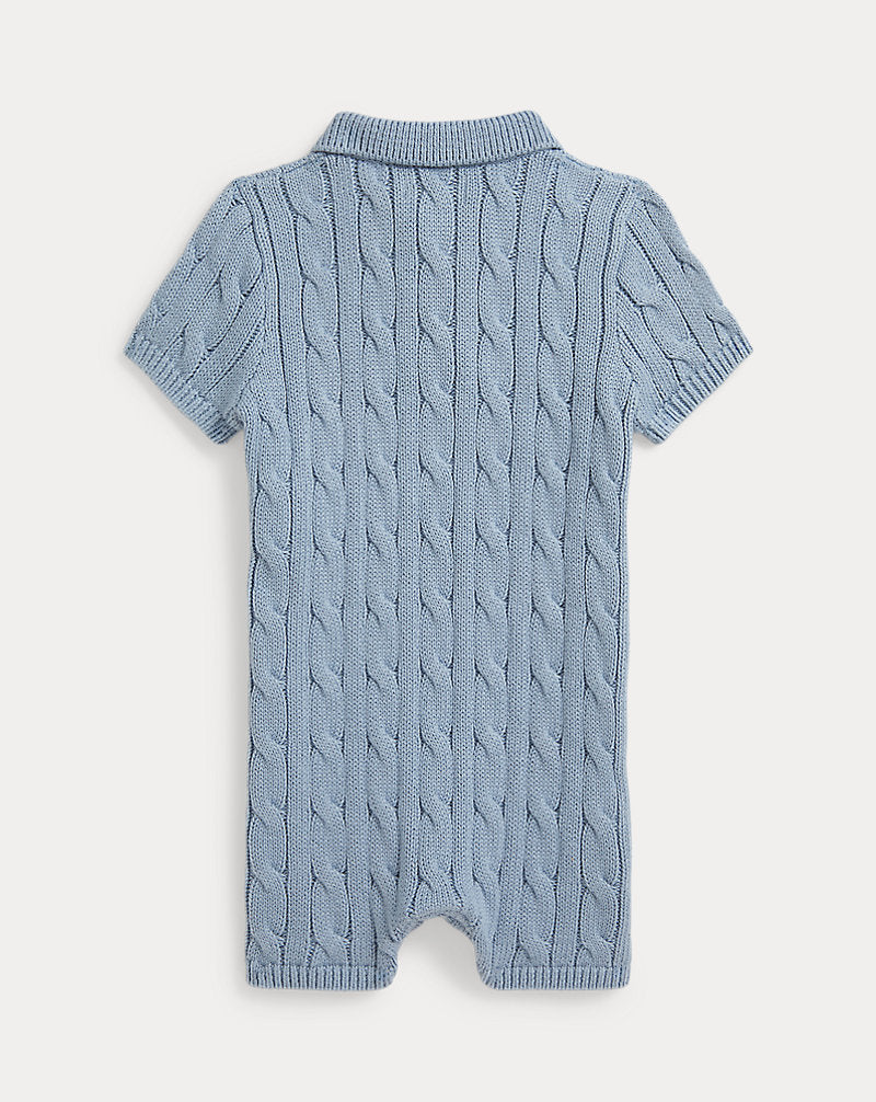 Cable-Knit Cotton Polo Shortall