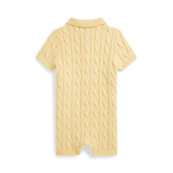 Cable-Knit Cotton Polo Shortall