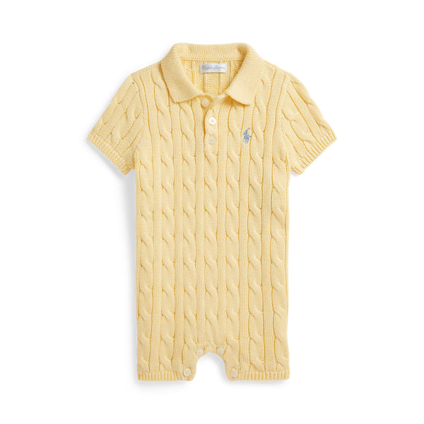 Cable-Knit Cotton Polo Shortall