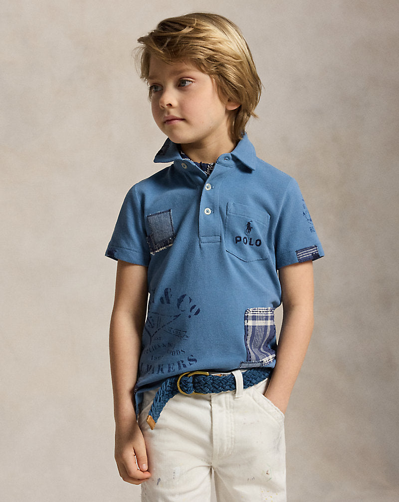 Patchwork Cotton Mesh Polo Shirt