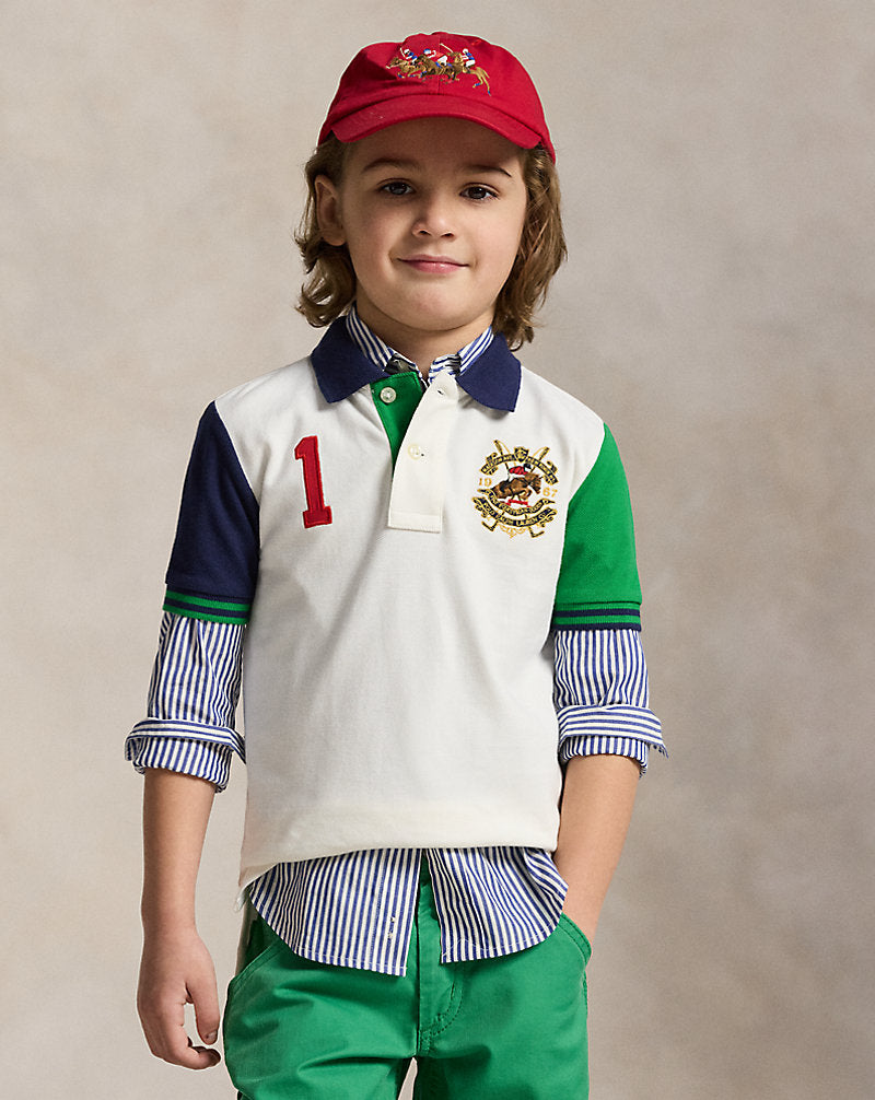 Color-Blocked Mesh Polo Shirt