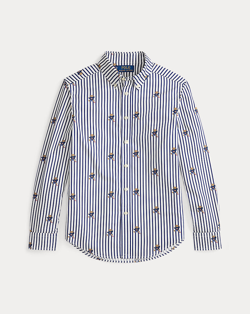 Polo Bear Striped Cotton Poplin Shirt