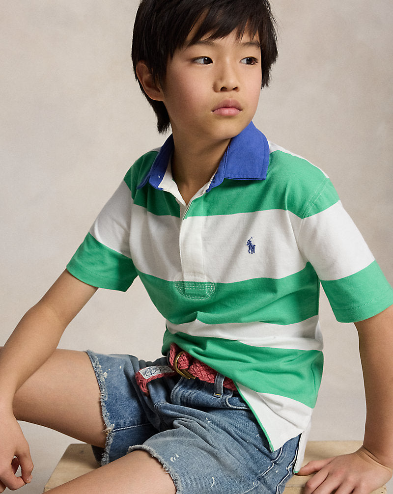 Striped Cotton Short-Sleeve Rugby Shirt