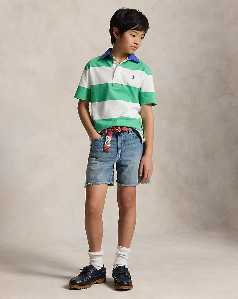 Striped Cotton Short-Sleeve Rugby Shirt