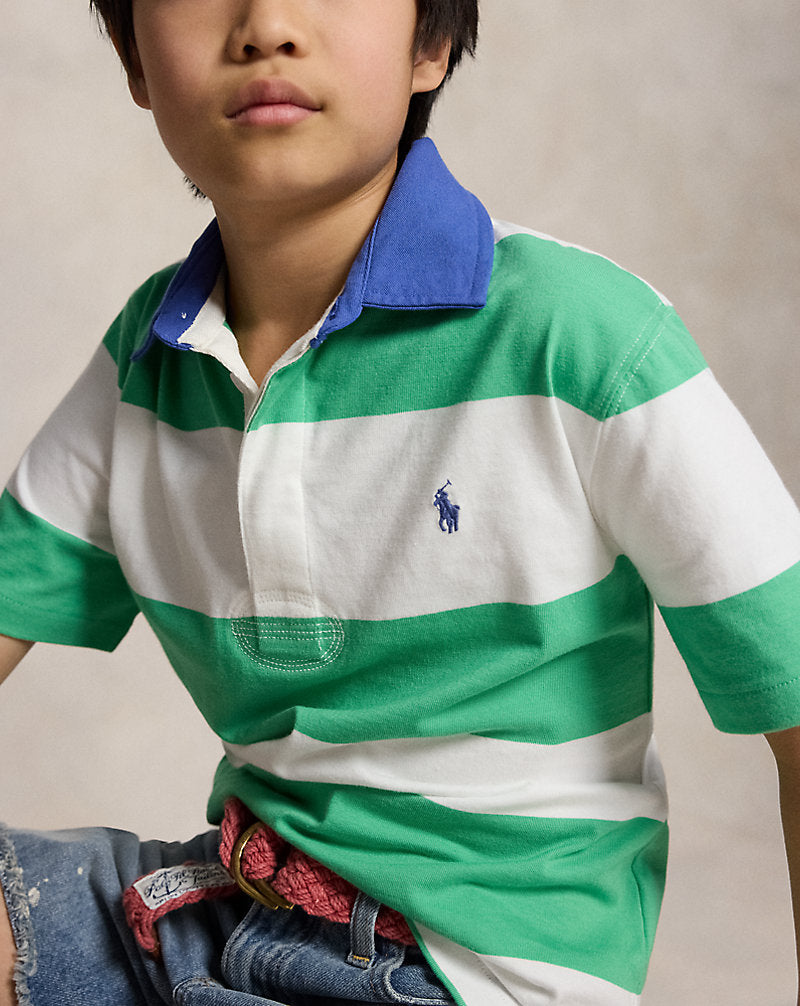 Striped Cotton Short-Sleeve Rugby Shirt