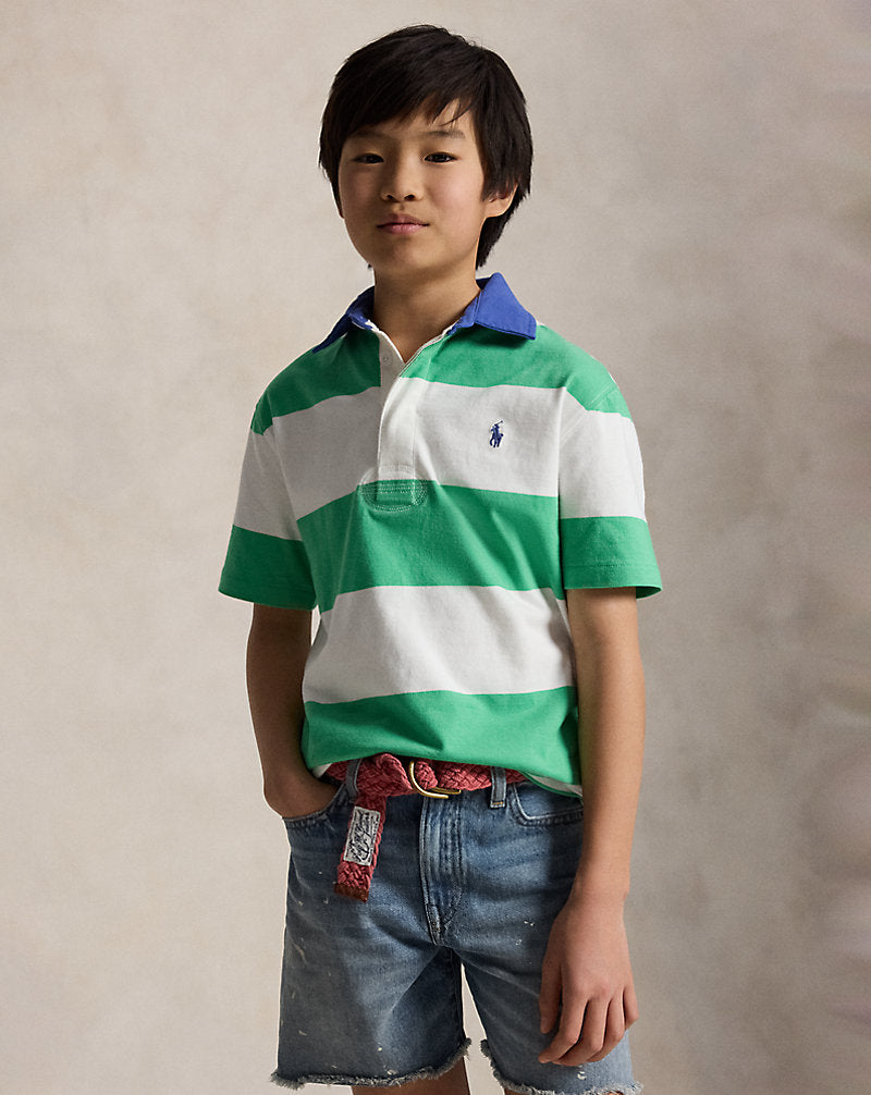 Striped Cotton Short-Sleeve Rugby Shirt